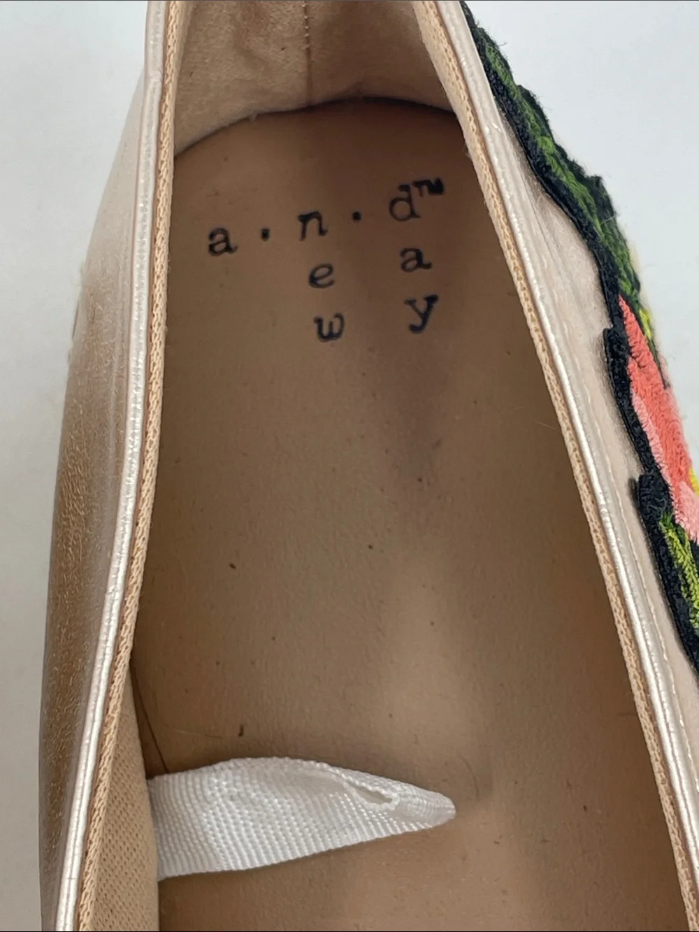 A NEW DAY Metallic Rose Gold Floral Appliqué Espadrille Slip-Ons WOMENS SIZE 8.5